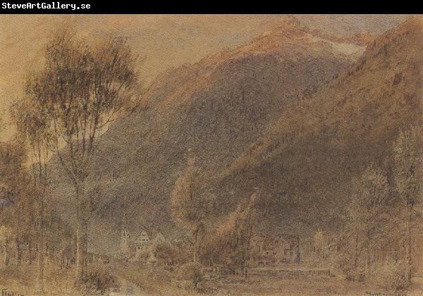 Albert goodwin,r.w.s The Town of Fluelen,Switzerland (mk37)